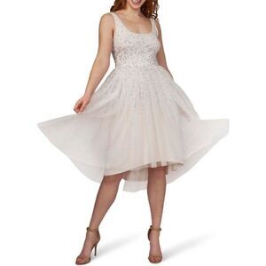 Adrianna Papell NWT Womens Ivory Embellished Maxi Cocktail and Party Dress